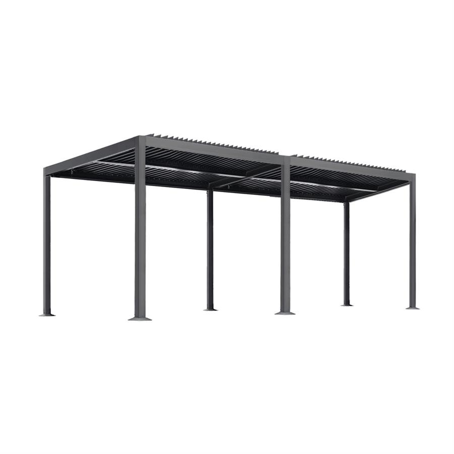 Pergola 3x6 bioclimatica autoportante in alluminio antracite con LED solare - Eden