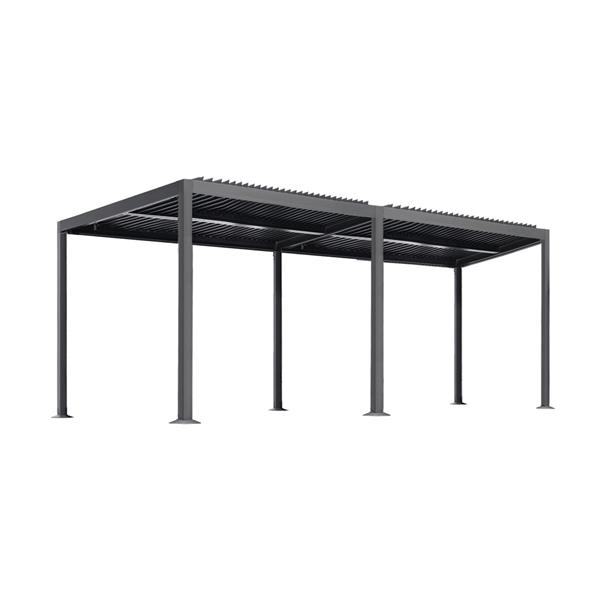 Pergola 3x6 bioclimatica autoportante in alluminio antracite con LED solare - Eden