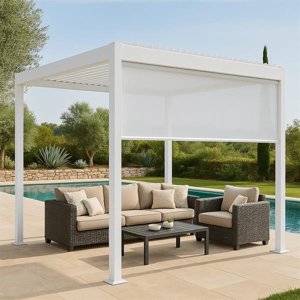 Tenda bianca 3m per pergola con telecomando incluso alzata automatica