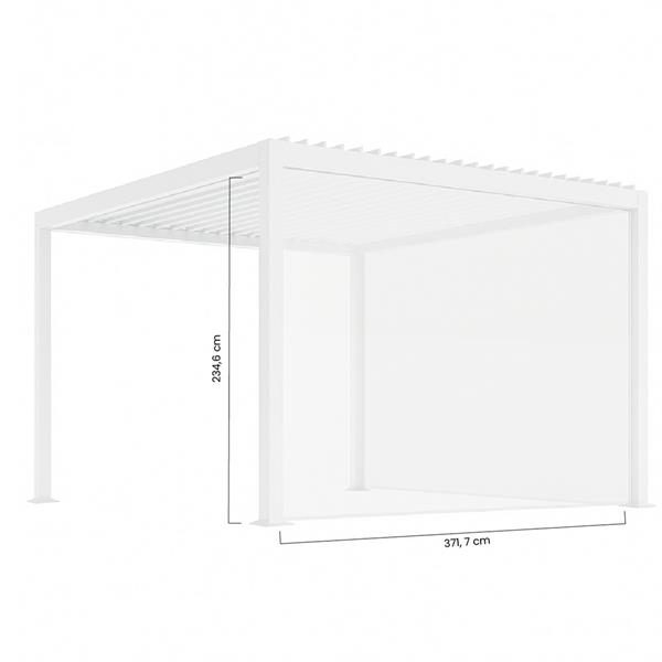 Tenda bianca 4m per pergola con telecomando incluso alzata automatica