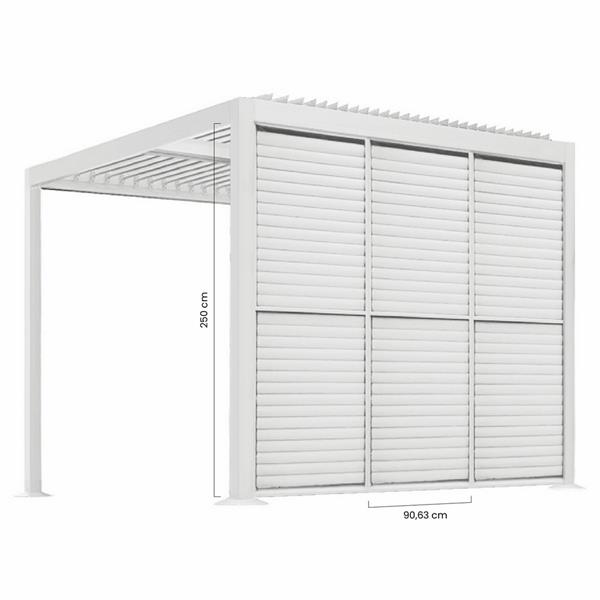 Persiana laterale bianca in alluminio per pergola 3m Eden – lamelle orientabili