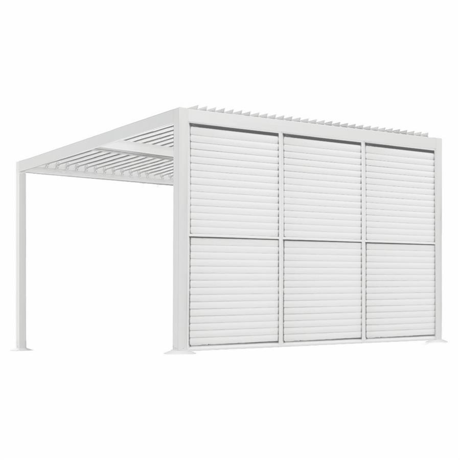 Persiana laterale bianca in alluminio per pergola 4m Eden – lamelle orientabili
