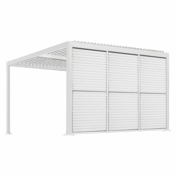 Persiana laterale bianca in alluminio per pergola 4m Eden – lamelle orientabili