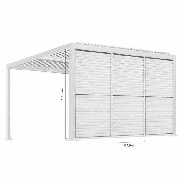Persiana laterale bianca in alluminio per pergola 4m Eden – lamelle orientabili