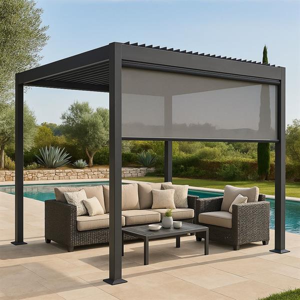 Tenda antracite Eden 3m per pergola con telecomando incluso