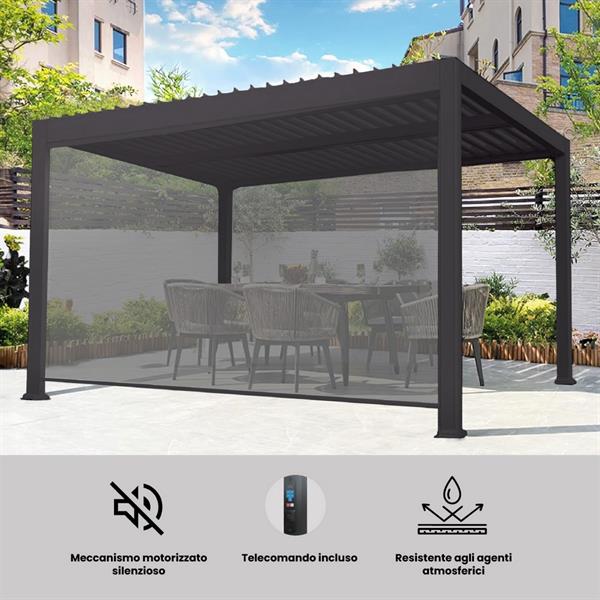 Tenda antracite Eden 4m per pergola con telecomando incluso