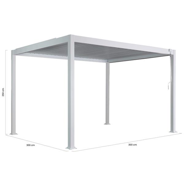 Pergola bioclimatica da esterno 3x3 m in alluminio bianco e tetto regolabile - Alma