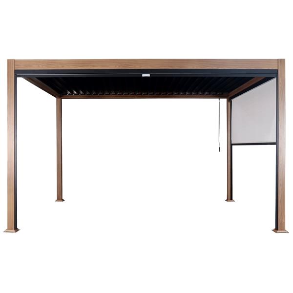 Pergola bioclimatica da esterno 3x3 m in alluminio effetto legno - Alma