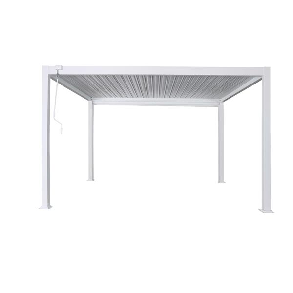 Pergola bioclimatica da esterno 3x4 m in alluminio bianco e tetto regolabile - Alma