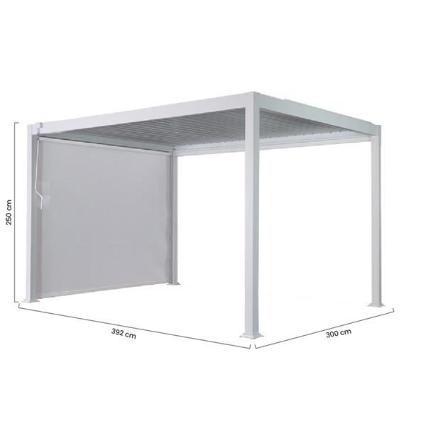 Pergola bioclimatica da esterno 3x4 m in alluminio bianco e tetto regolabile - Alma