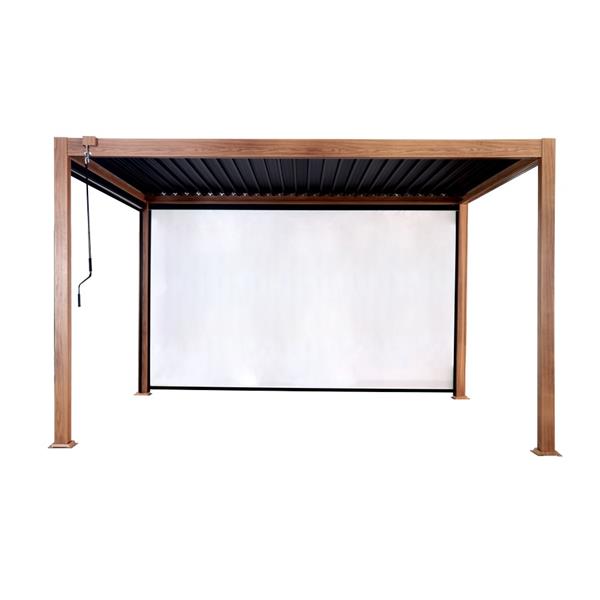 Pergola bioclimatica da esterno 3x4 m in alluminio effetto legno e tetto regolabile - Alma