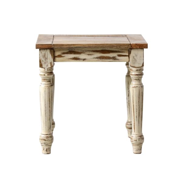 Tavolino quadrato in legno di mango beige decapato 40x40x40 cm - Salento