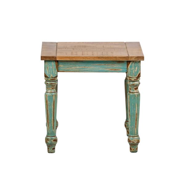 Tavolino quadrato in legno di mango azzurro decapato 40x40x40 cm - Salento