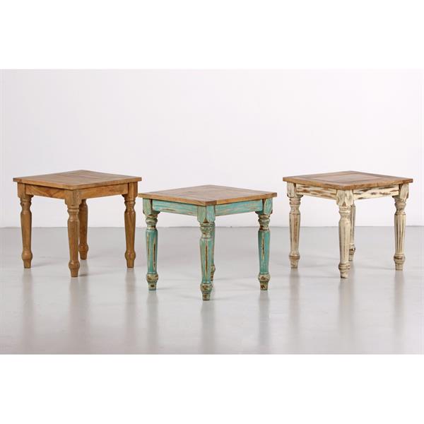 Tavolino quadrato in legno di mango azzurro decapato 40x40x40 cm - Salento