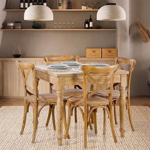 Tavolo da pranzo quadrato in mango naturale 80x80x77 - Salento