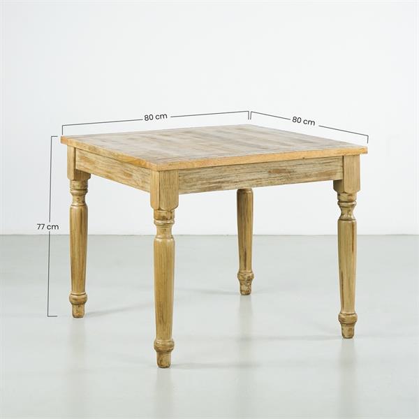 Tavolo da pranzo quadrato in mango beige decapato 80x80x77 - Salento