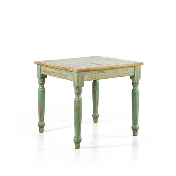 Tavolo da pranzo quadrato in mango azzurro decapato 80x80x77 - Salento