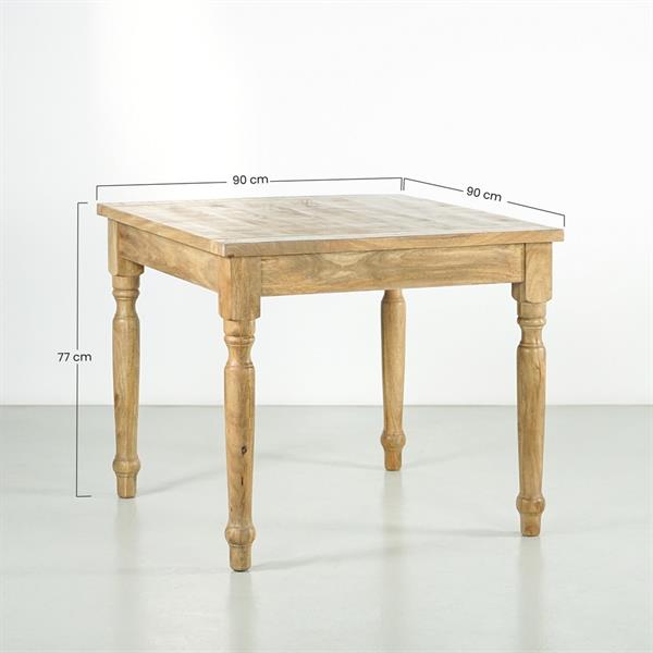 Tavolo da pranzo quadrato in mango naturale 90x90x77 - Salento