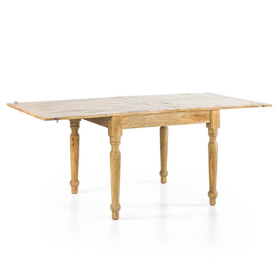 Tavolo da pranzo allungabile in mango naturale 90-180x90x77 - Salento