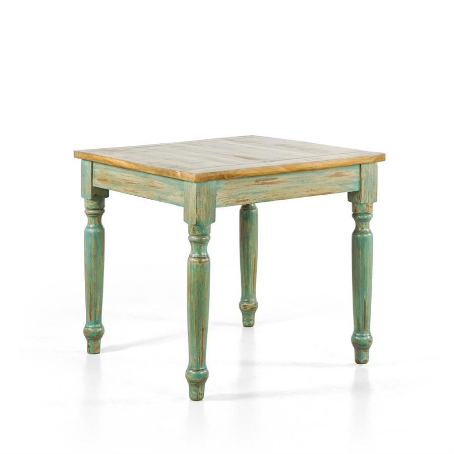 Tavolo da pranzo quadrato in mango azzurro decapato 90x90x77 - Salento