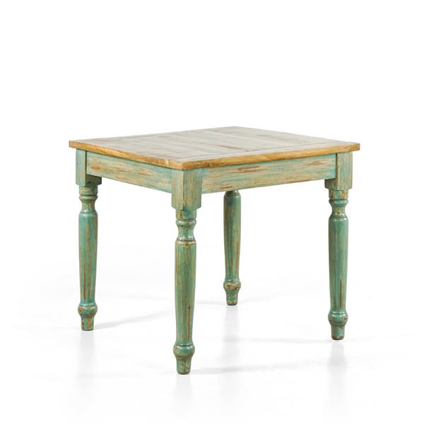 Tavolo da pranzo quadrato in mango azzurro decapato 90x90x77 - Salento