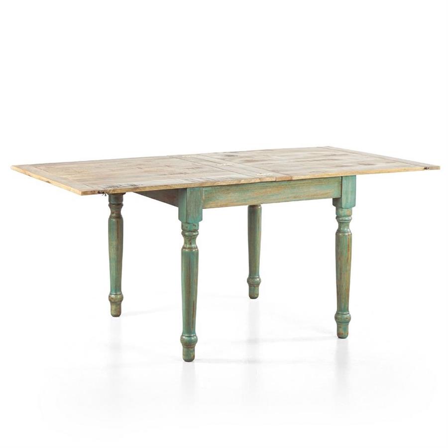 Tavolo allungabile mango decapato azzurro 90-180x90x77 - Salento