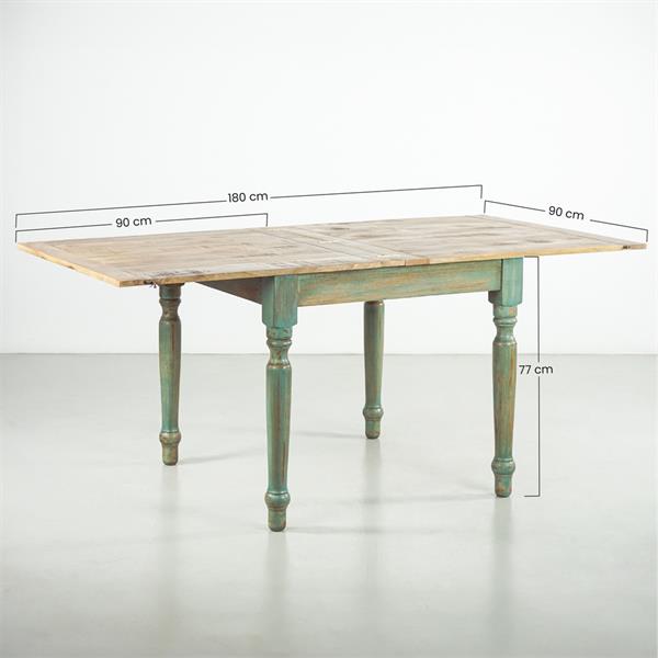 Tavolo allungabile mango decapato azzurro 90-180x90x77 - Salento