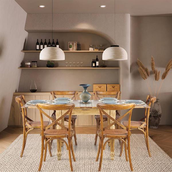Tavolo allungabile mango beige decapato 90-180x90x77 - Salento