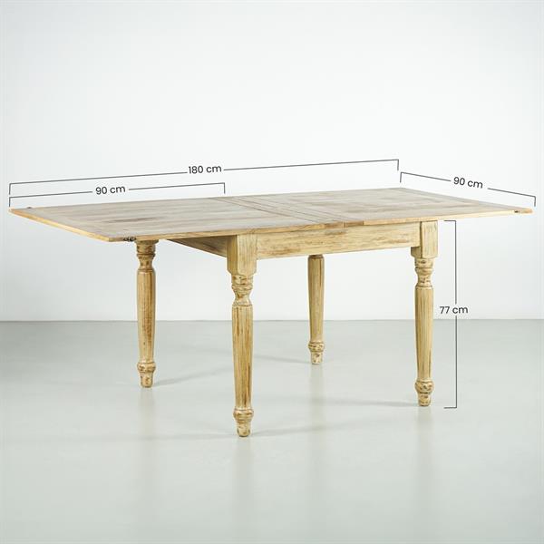 Tavolo allungabile mango beige decapato 90-180x90x77 - Salento