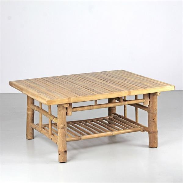 Salottino da giardino 5 posti in bamboo con cuscini bianchi - Akira
