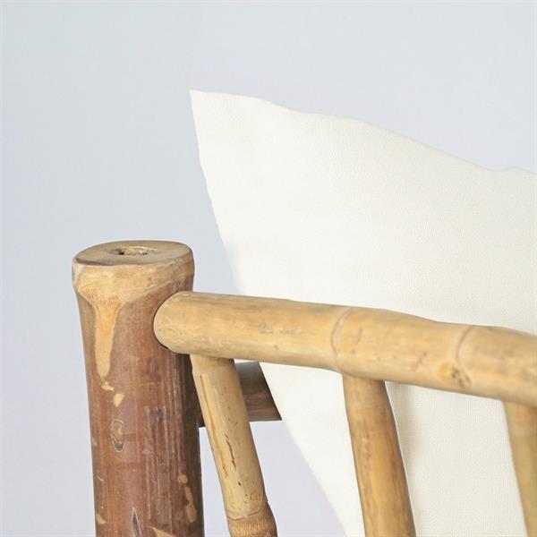 Salottino da giardino 5 posti in bamboo con cuscini bianchi - Akira