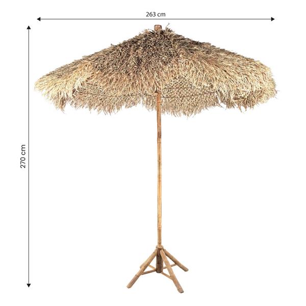 Ombrellone da giardino in bamboo e foglie di banano diametro 270 cm
