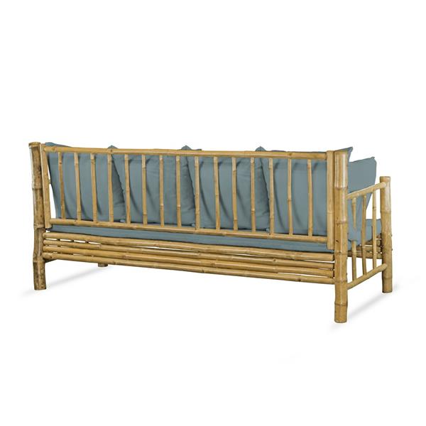 Salotto da giardino in bamboo 5 posti con cuscini blu - Yasmin