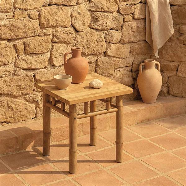 Tavolino da esterno in legno di bamboo 40x40x47 cm