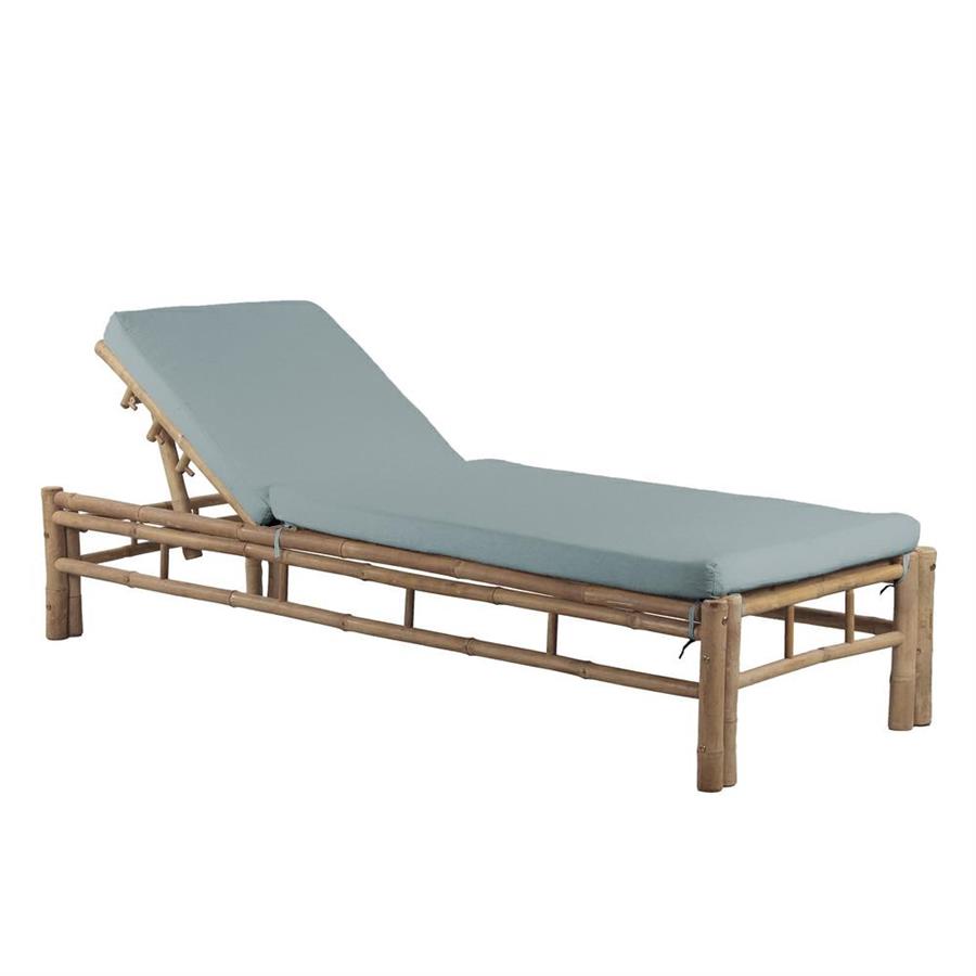 Lettino da giardino in bamboo con cuscini inclusi blu - Akira