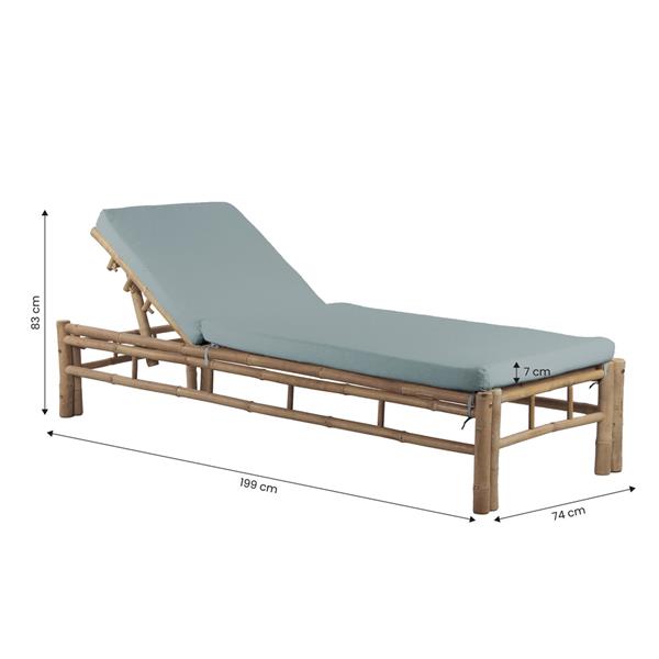Lettino da giardino in bamboo con cuscini inclusi blu - Akira