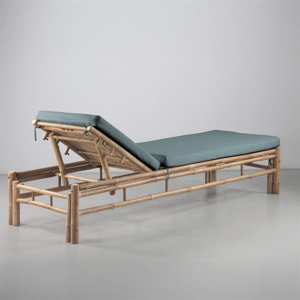 Lettino da giardino in bamboo con cuscini inclusi blu - Akira
