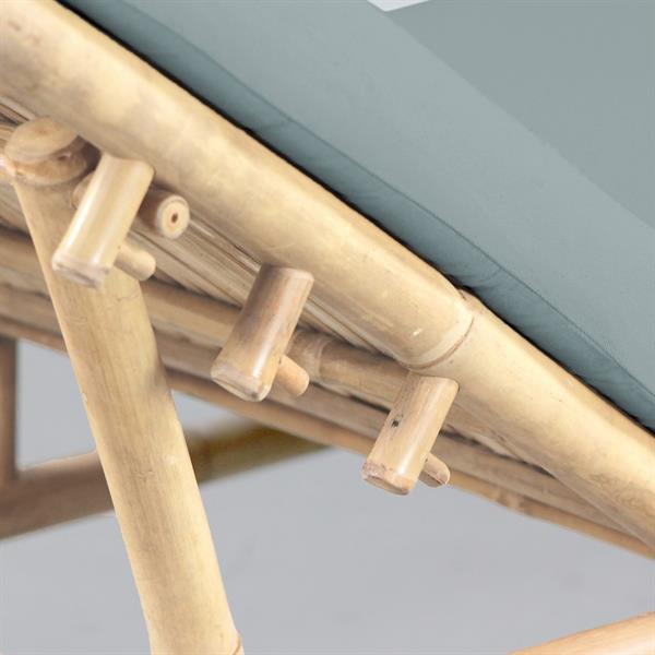 Lettino da giardino in bamboo con cuscini inclusi blu - Akira