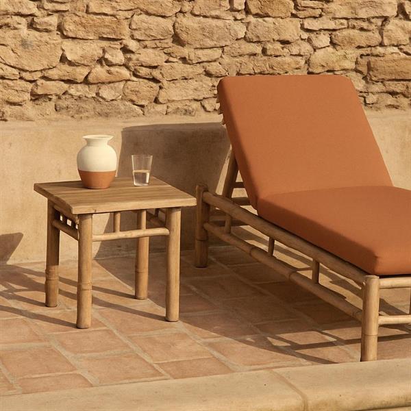 Lettino da giardino prendisole in bamboo con cuscini terra - Akira