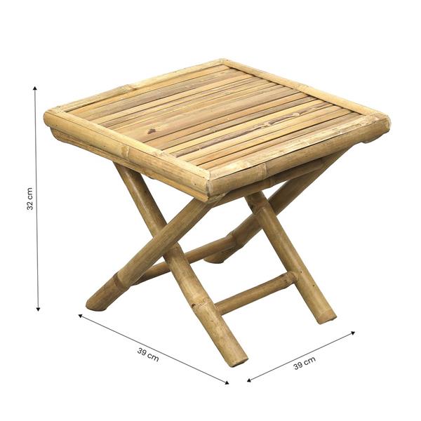 Tavolino pieghevole in legno di bamboo 39x39x32 cm