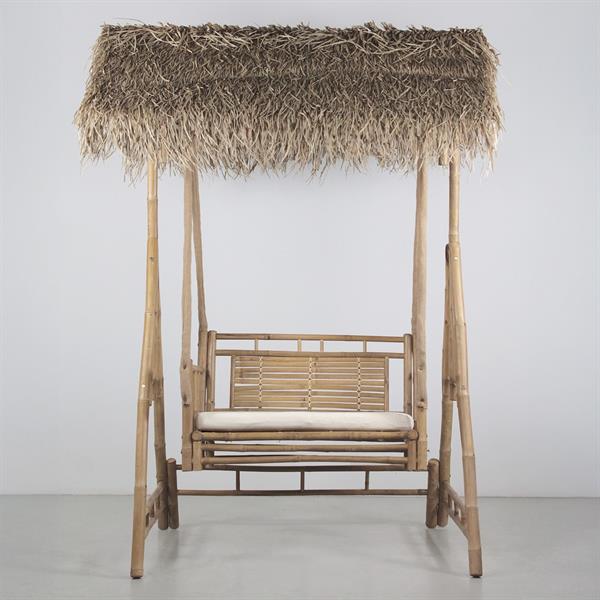 Dondolo in bamboo 135x99x202 cm con cuscino bianco