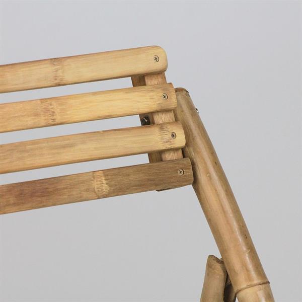 Coppia di sedie pieghevoli da giardino in legno di bamboo e cuscini inclusi