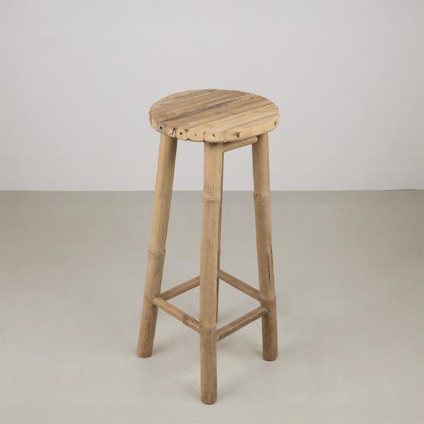 Set bar in bamboo con tavolo pieghievole e due sgabelli