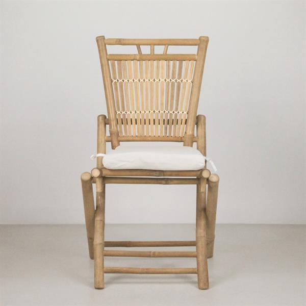 Set di sedie pieghevoli in bamboo con cuscini bianchi