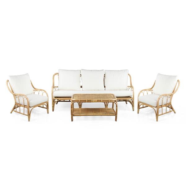 Set da giardino in rattan naturale con divano e 2 poltrone - Giuko