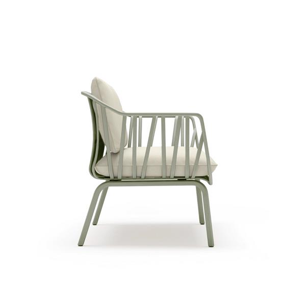 Set da giardino completo in metallo verniciato verde con cuscini - Panay