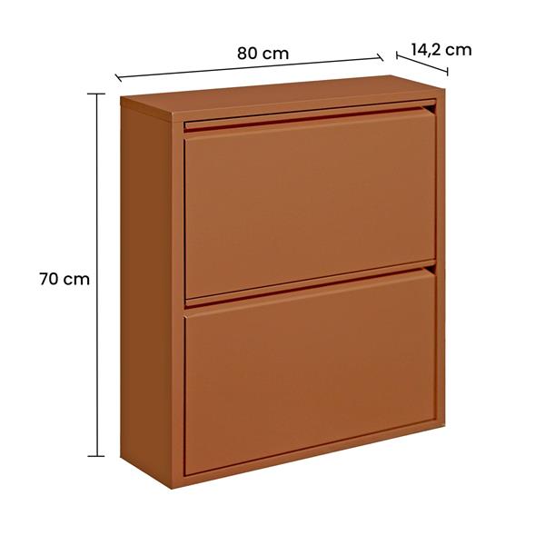 Scarpiera metallo 2 ante 80,0 x 14,2 x 70,5 cm mattone - Emy