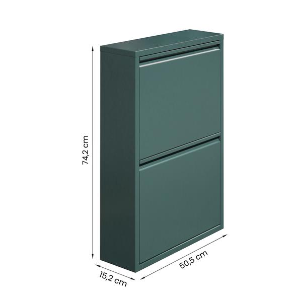 Scarpiera 2 ante in metallo verde 50,5x15,2x74,2 cm - Emy