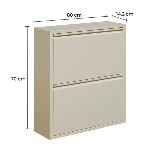 Scarpiera slim 2 ante in metallo avorio - Emy