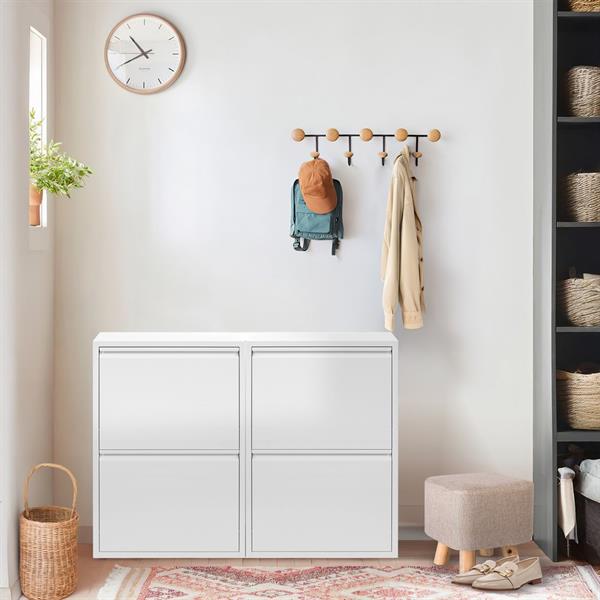 Scarpiera salvaspazio in metallo bianco 50,5x15,2x74,2 cm - Emy